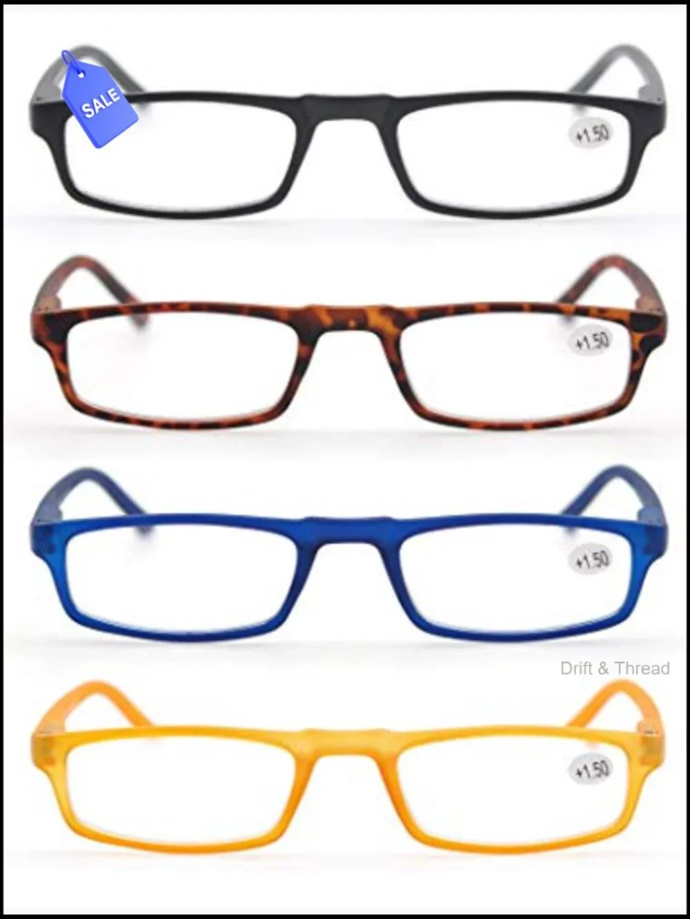 Reading Glasses +2.5 Strength 4 Pack Spring Hinge for Men Women